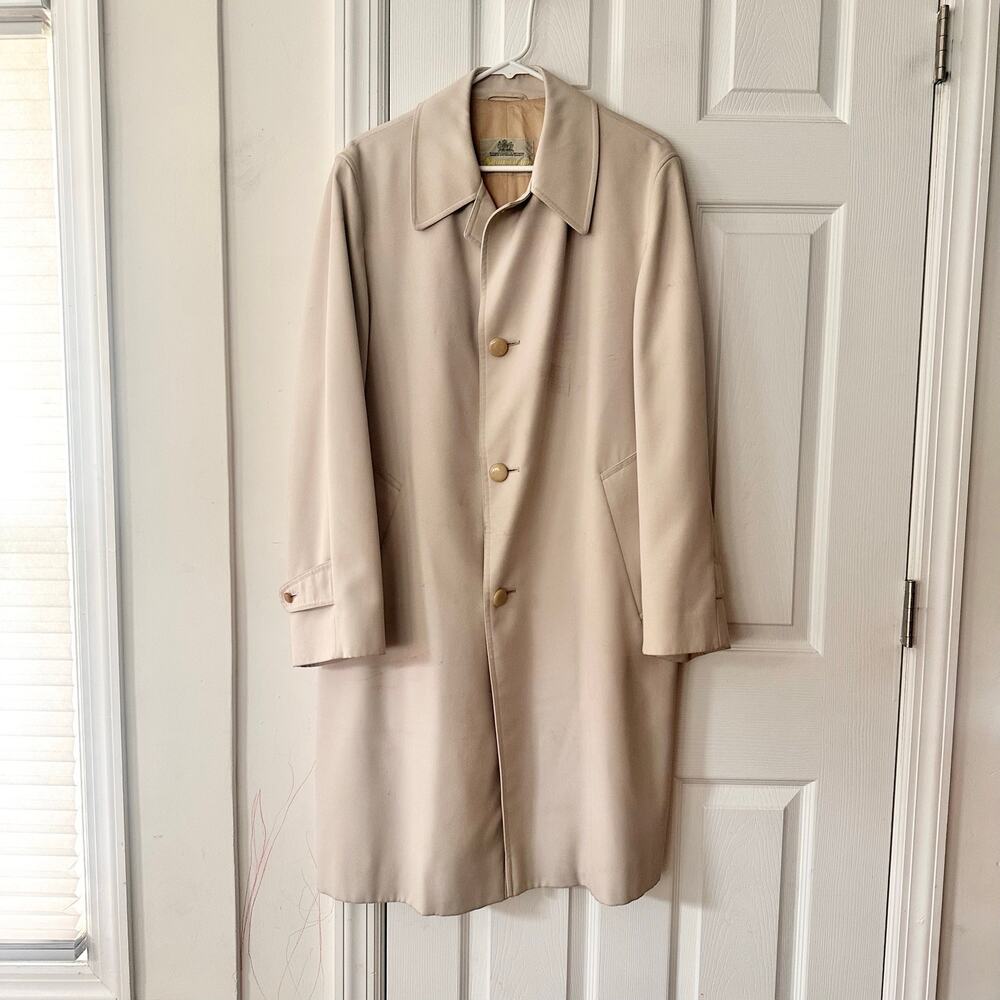 Aquascutum London Vintage Beige Aqua 5 Men Button Overcoat Trench 40 Regular